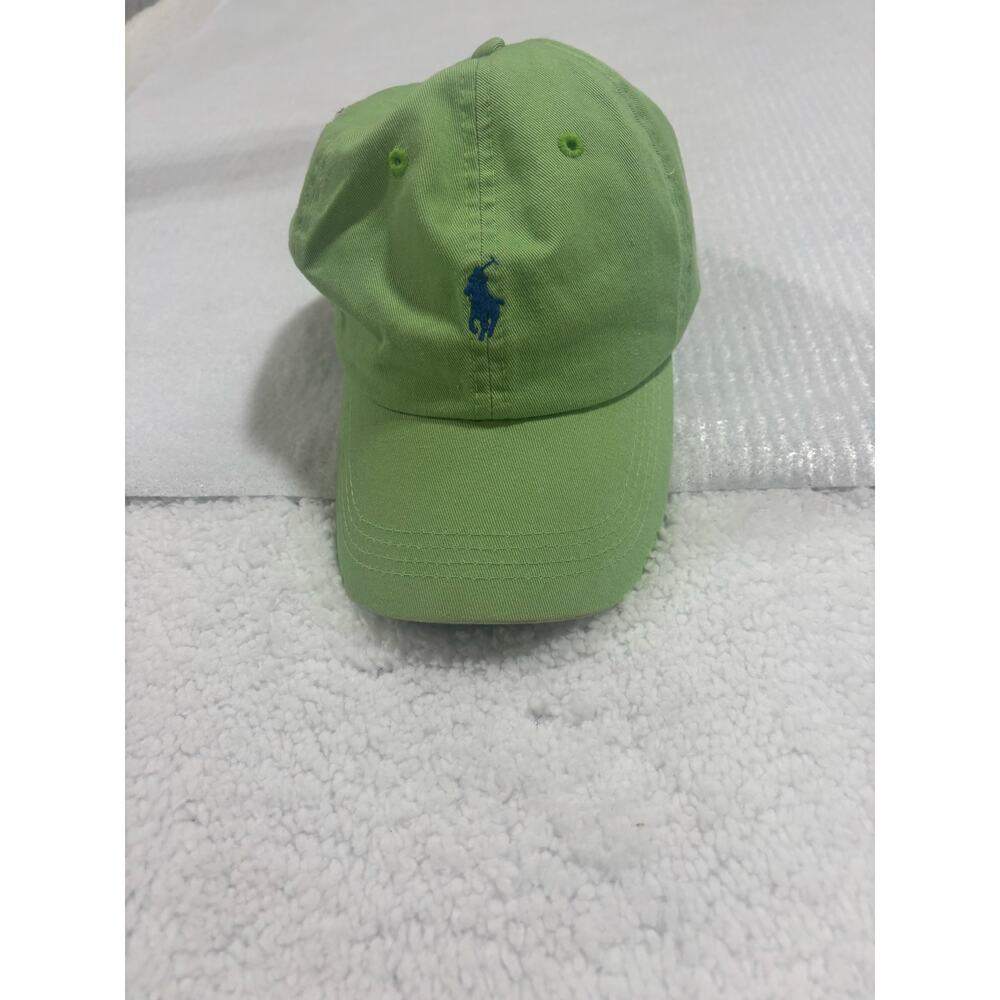 Polo Ralph Lauren Green Baseball Cap Hat Blue Pony Logo Leather Strap Adjustable - Picture 5 of 7